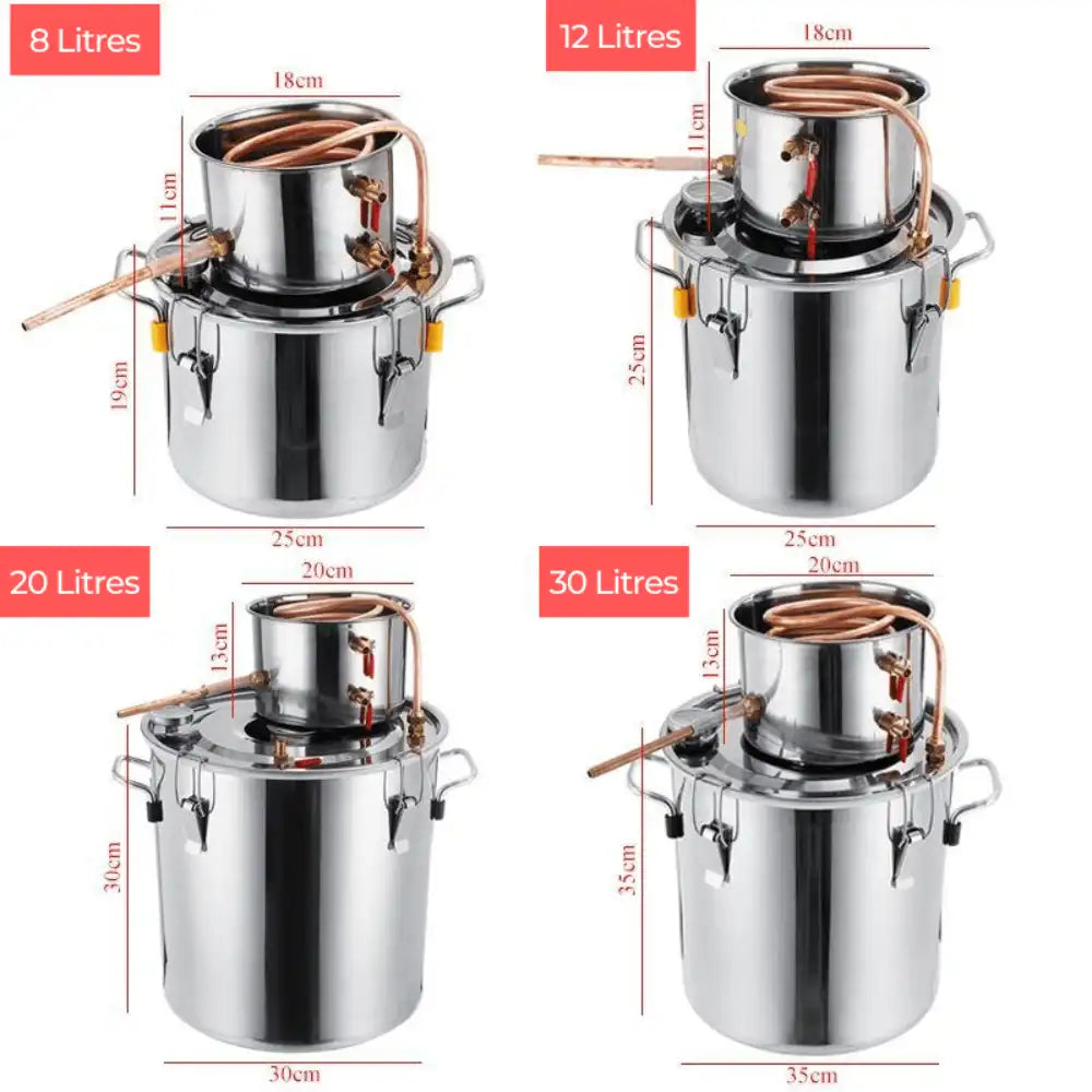 Alambic en cuivre 6-20L Chaudière en acier inoxydable