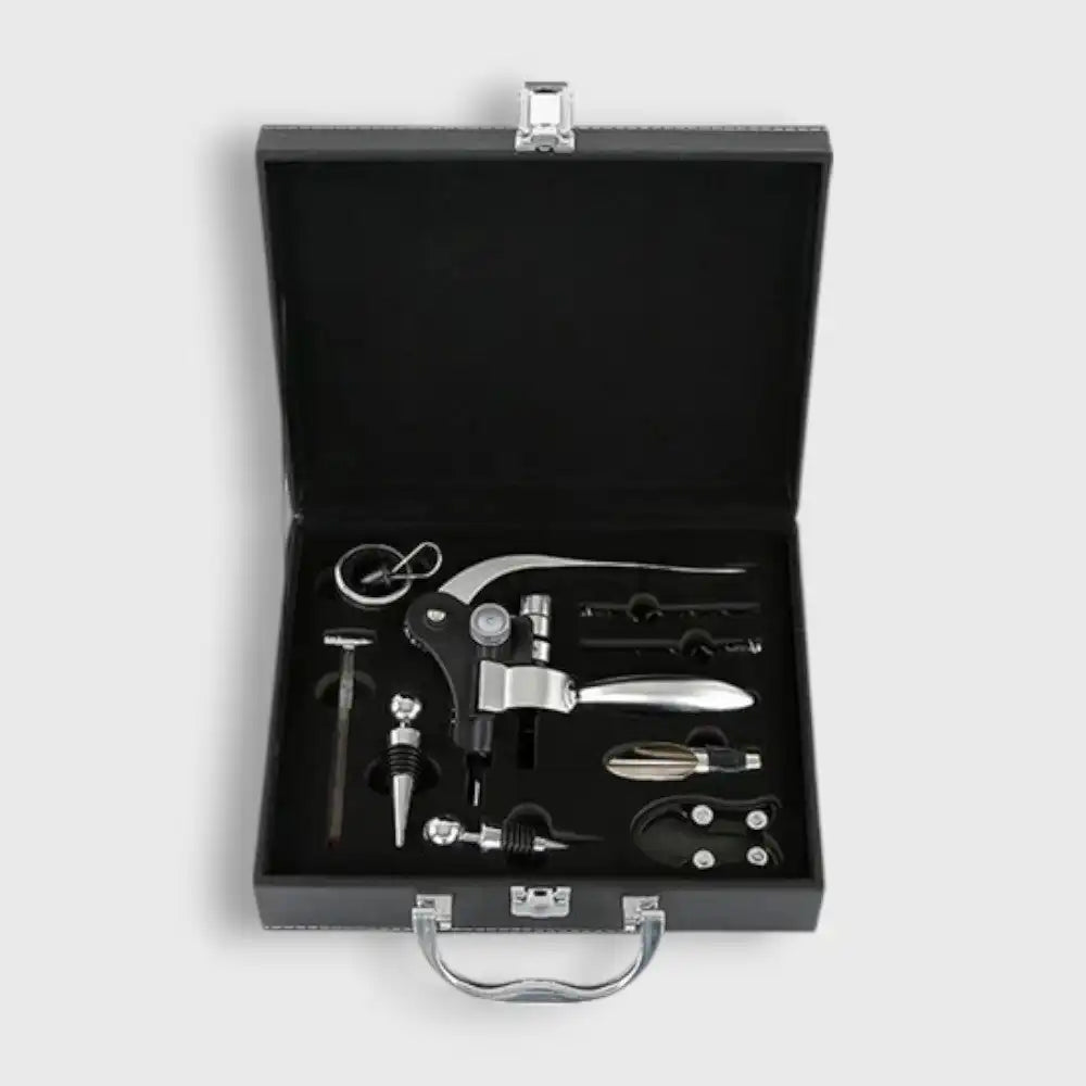 Coffret en Cuir Tire-bouchon Professionnel Argent