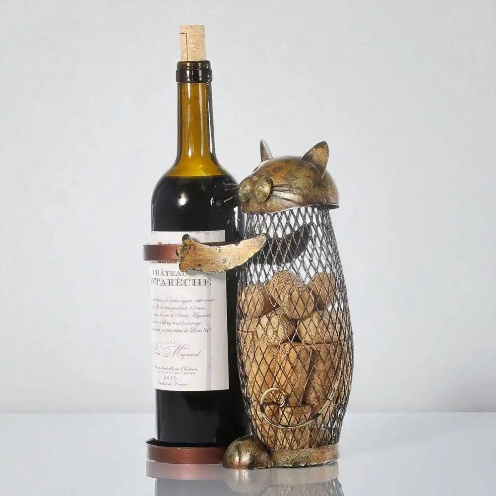 Porte-bouteille de Vin Chat Métal